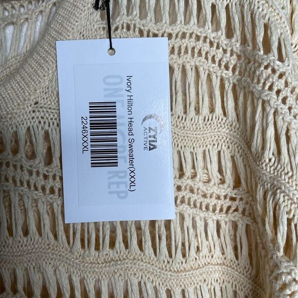 Zyia Active Sweater Womens 3XL Hilton Head Ivory Knit Fish Net Top Cover Up - Picture 6 of 11